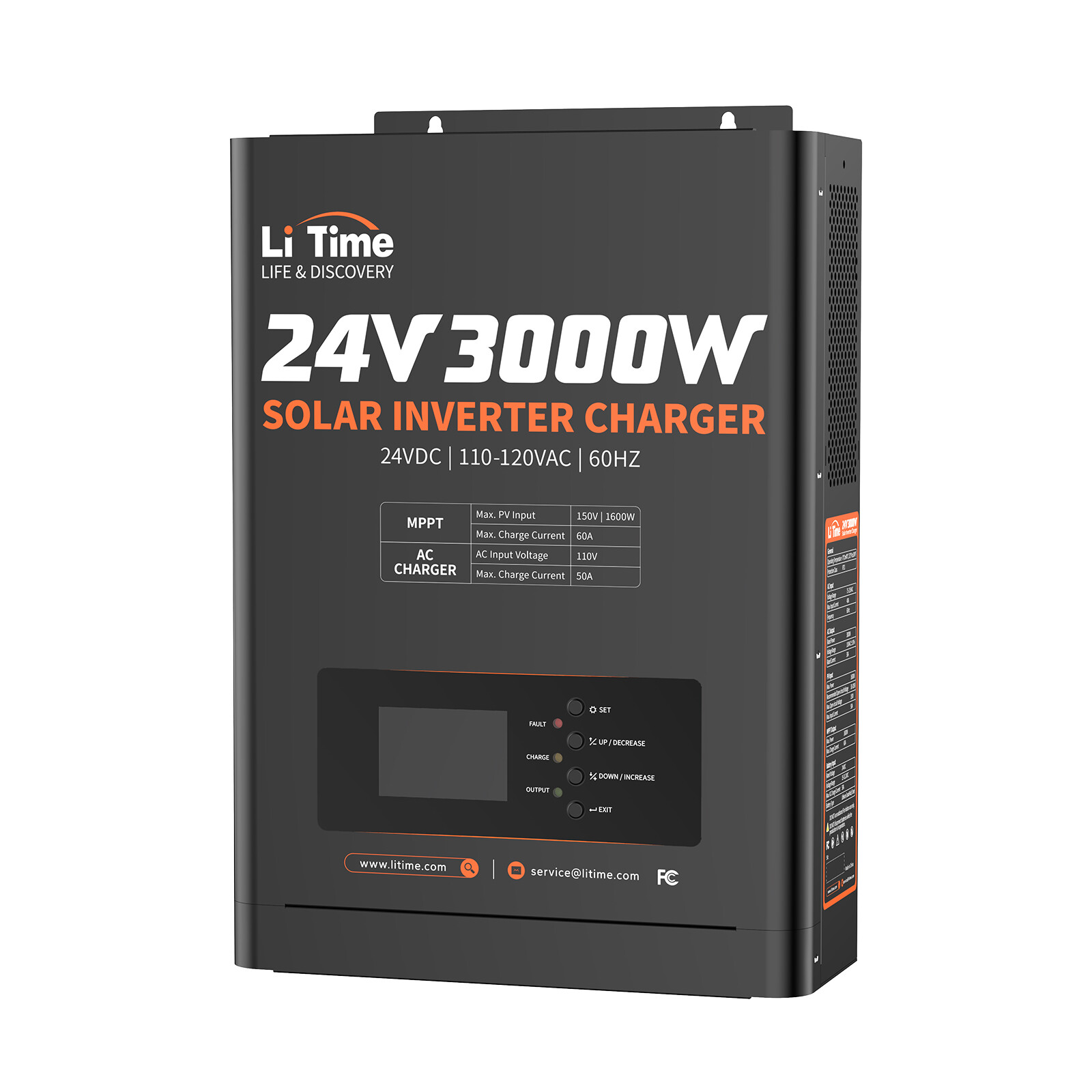 LiTime 24V 3000W Pure Sine Wave All In One Solar Inverter Charger For Home UPS