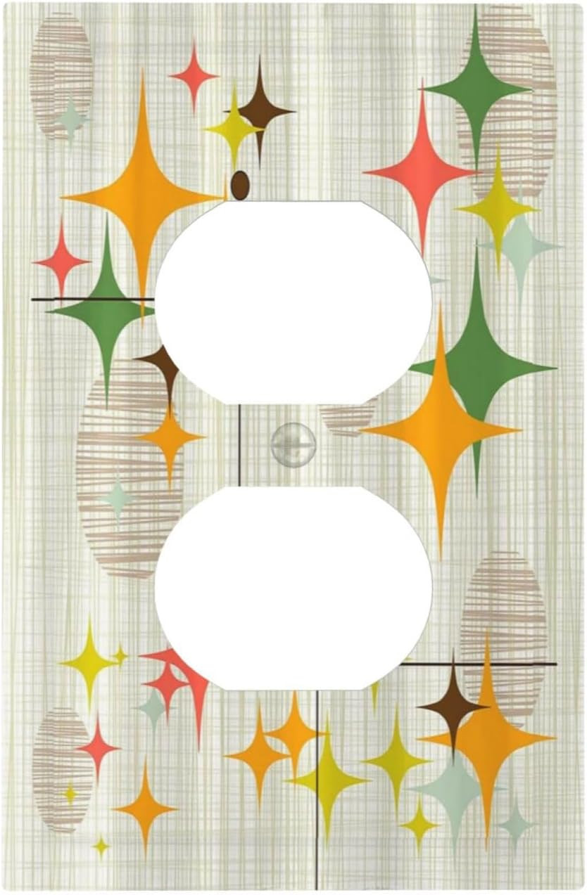 Decorative Outlet Covers Mid Century Modern Retro Stars 1 Gang Wall Plate