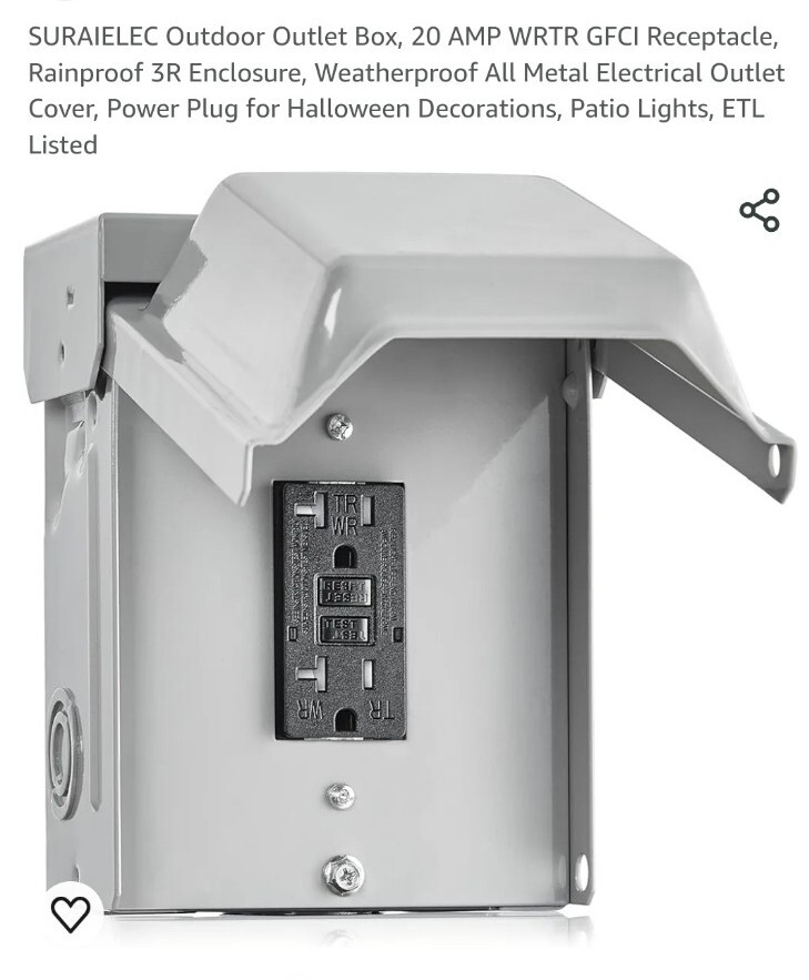 Outdoor Backyard Outlet 20 Amp GFCI Receptacle 3R Enclosure Lockable Zinc NEW