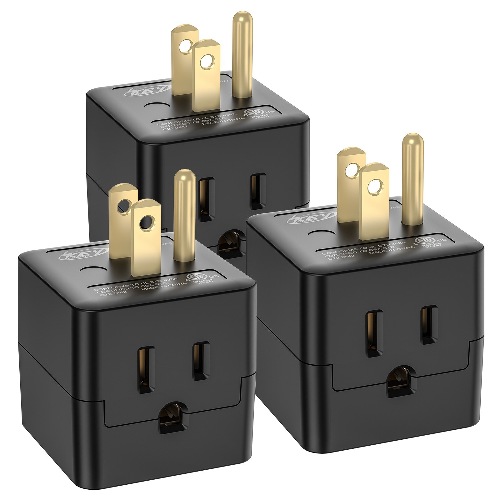 3-Outlet Wall Adapter Splitter, Non-Blocking Compact Plug Expander, ETL Listed