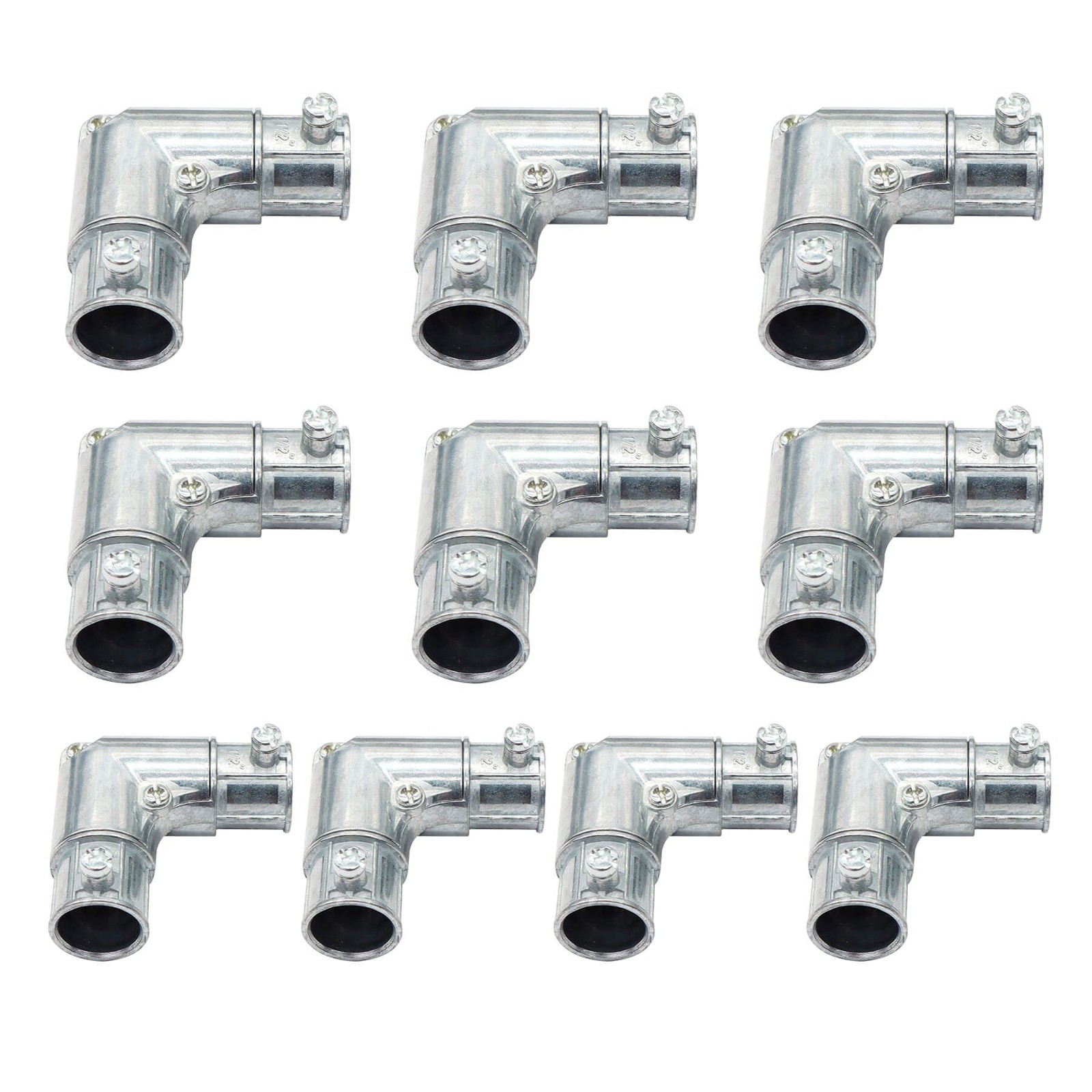 Qlvily 10 Pieces 1/2 Inch EMT to 90 Degree Inside Corner inch, Silver