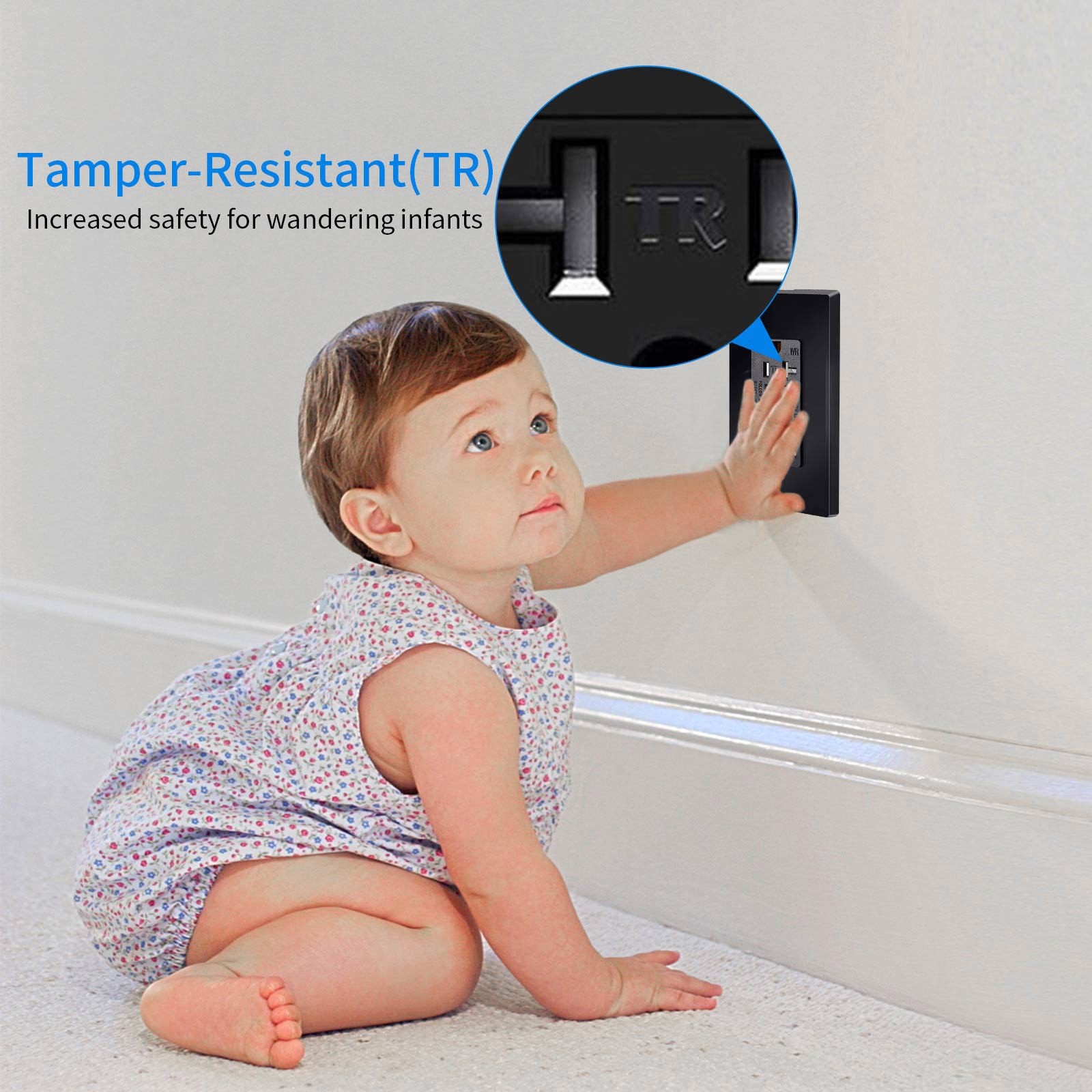 20 Amp GFCI Outlet Ground Fault Receptacle TR WR Commercial Grade Black 4 Packs