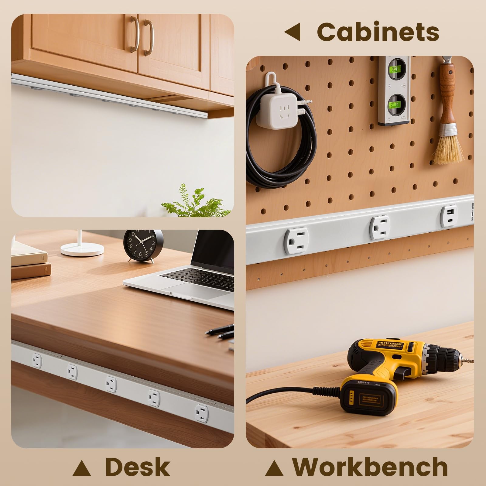 Under Cabinet Power Strip Hardwire, 36-in, 6 Tamper Resistant Outlets with US…