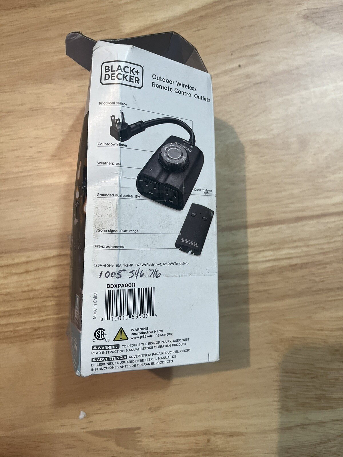 Black+Decker Outdoor Wireless Remote Control Outlet Dusk To Dawn Timer Weatherpr