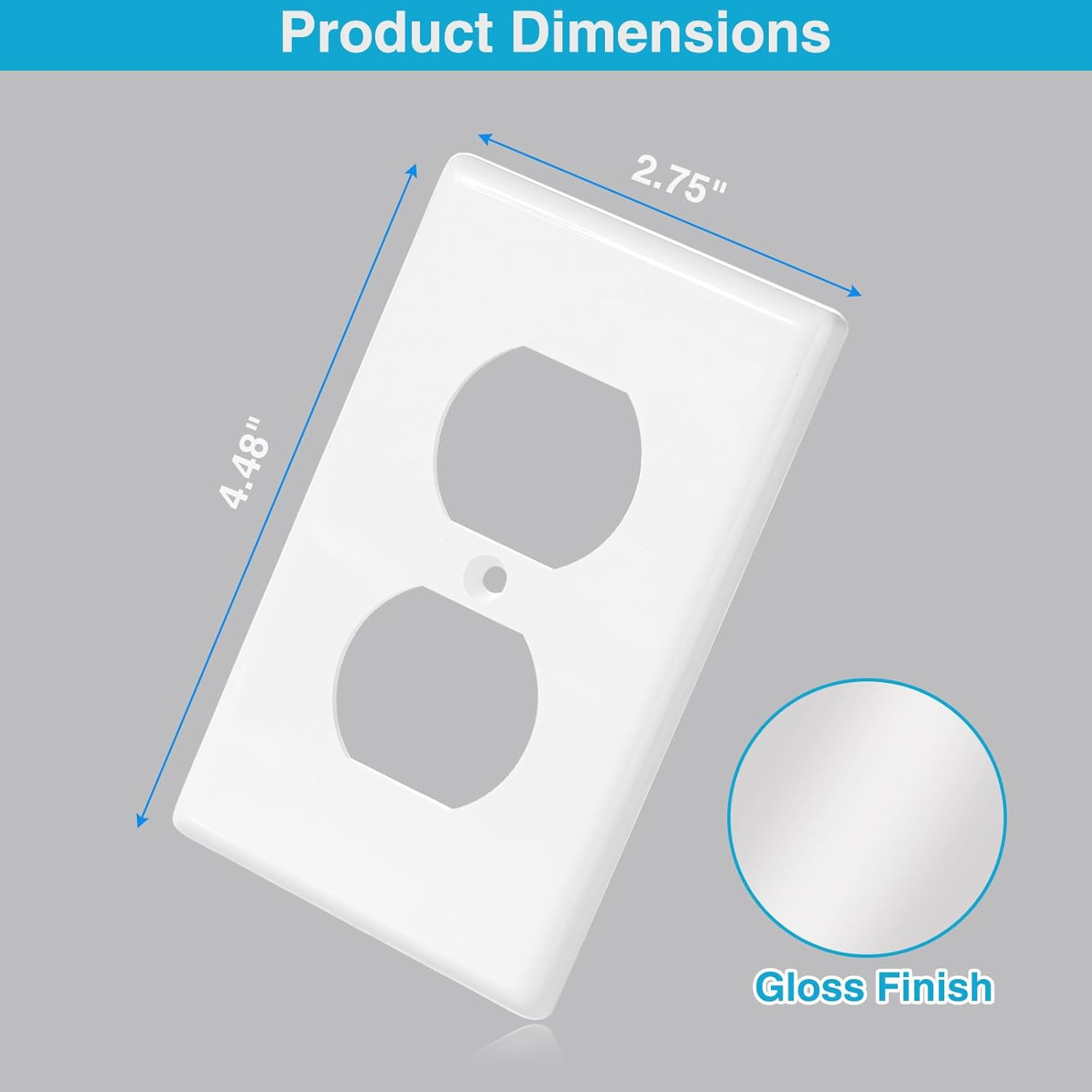 10 Pack Duplex Outlet Covers Wall Plate Thermoplastic UL Listed Gloss Finish Whi