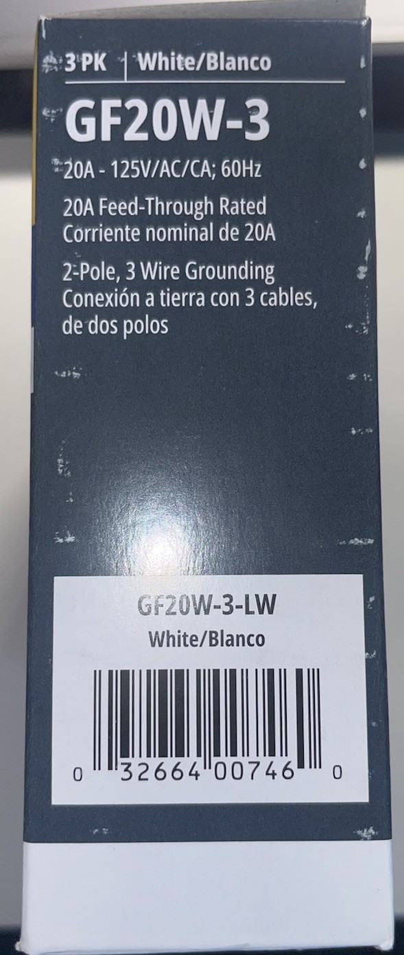 Eaton GF20W-3 PACK White GFCI Decorator Outlet Receptacle 20A 125V New G1***
