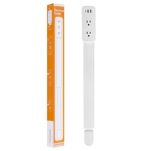 Electrical Outlet Extender 22-34 Inch Rotating Wall Plug with USB-A USB-C Out…