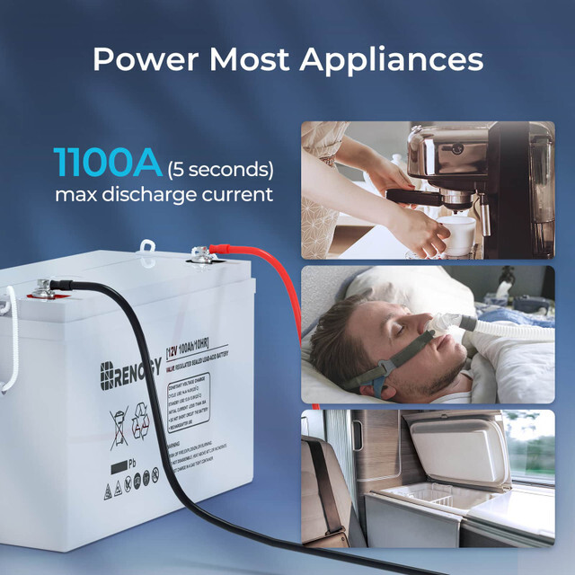OPEN BOX Renogy 12V 100AH Deep Cycle AGM Battery Rechargable for RV Solar Marine