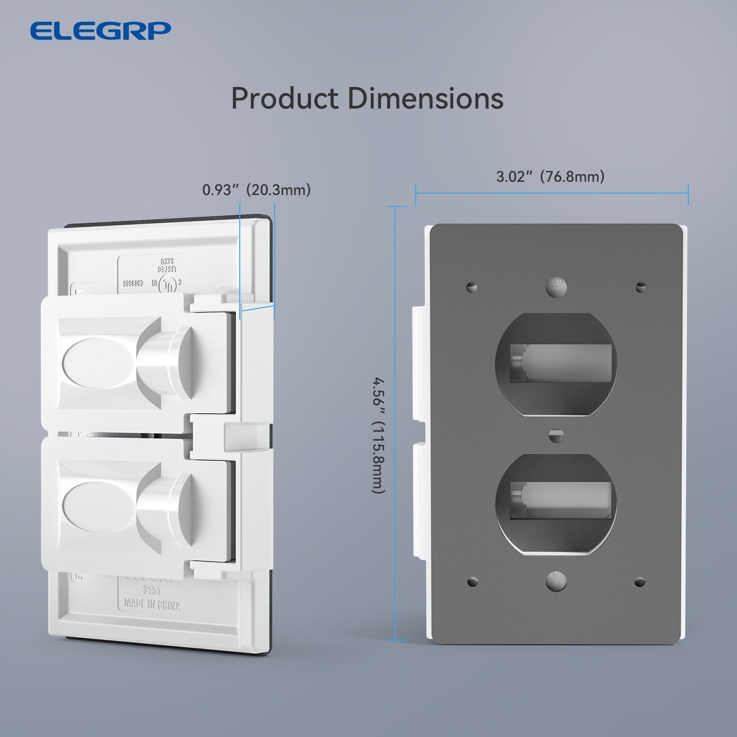 Outdoor Weatherproof Duplex Outlet Cover 1-Gang Horizontal Wall Plate 2-Hole