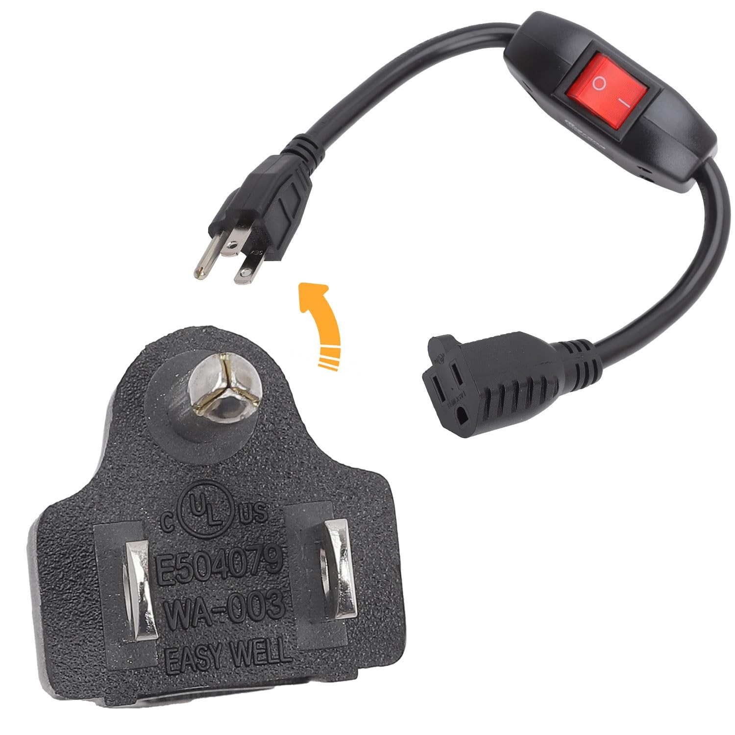 Inline On/Off Switch Extension Cord, 3-Prong Household Switchable Power Cords…