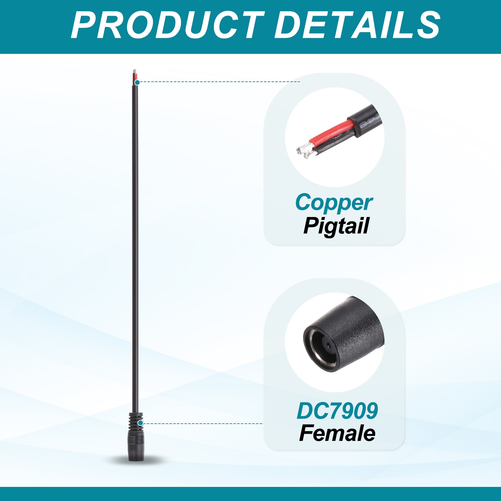 DC7909 Connector Cable. 7.9mm x 0.9mm 13A DC7909 Female Pigtail Repair Cable