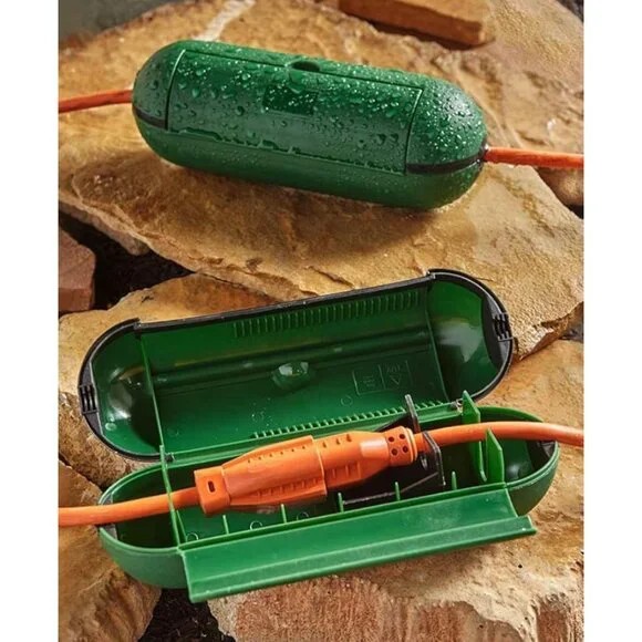 (2) PACK GREEN Extension Cord Safety Seal Water Resistant Cover Hot Heads Headz