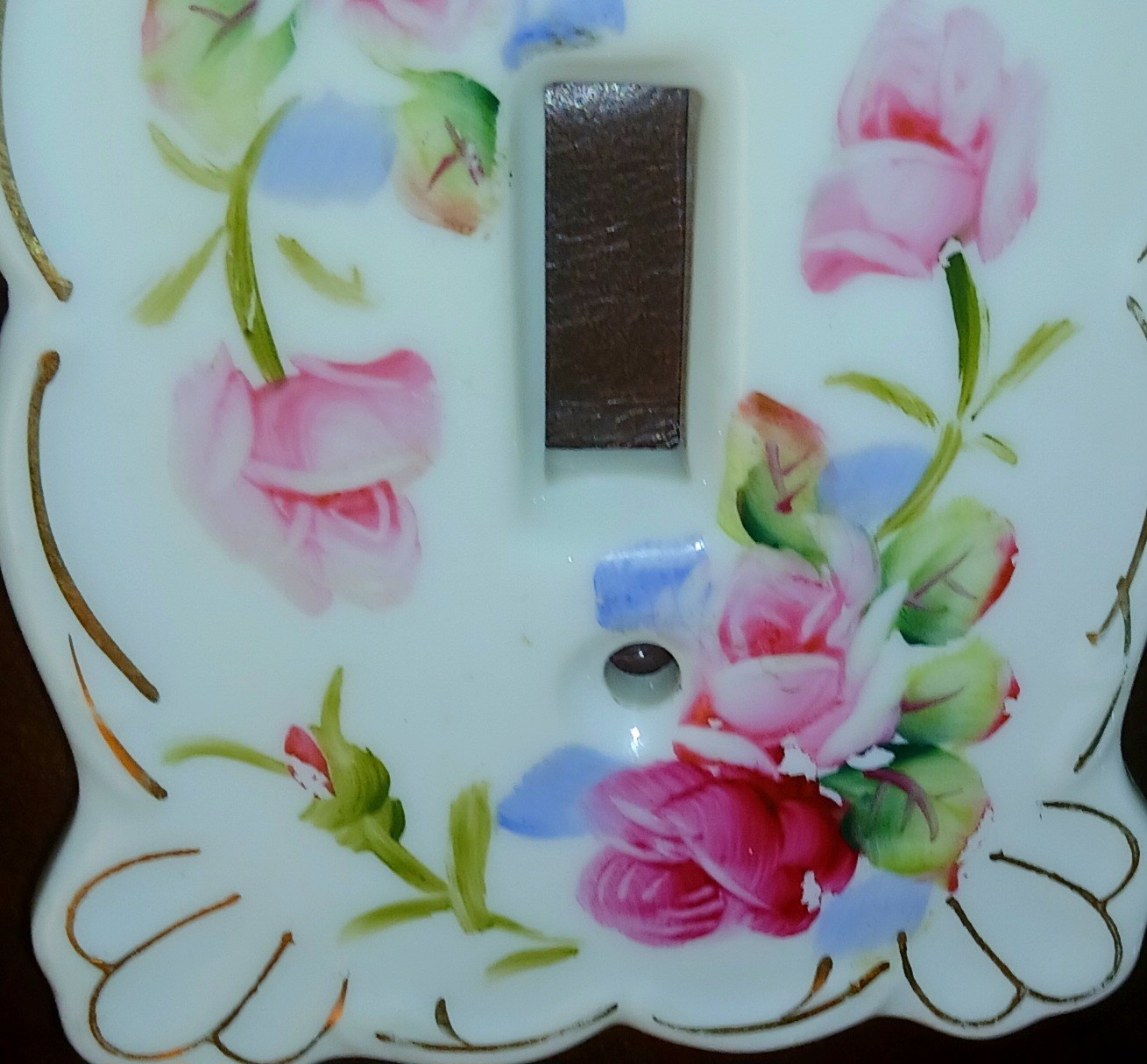 Rare 1950’s Kelvin Fine Porcelain Hand Painted Switch Plate Light Cover Japan