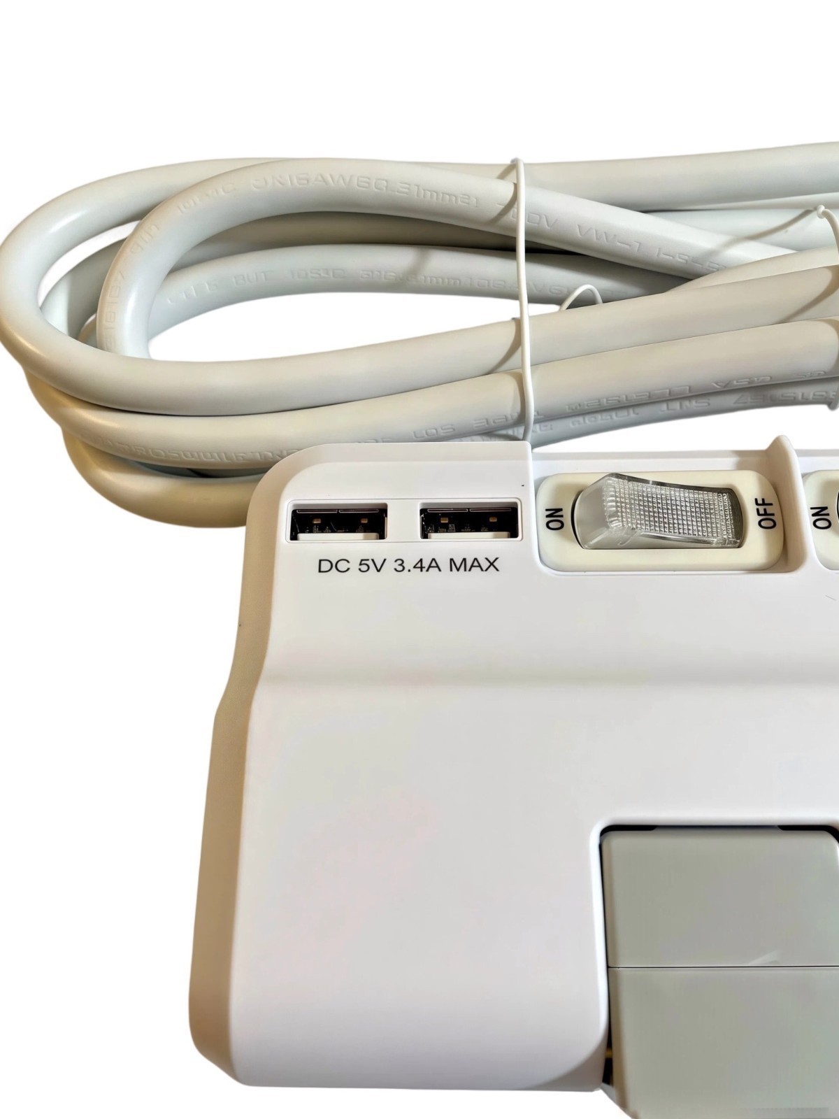 6ft Power Strip 2 USB 5 Outlet 90° Swivel Rotate Socket Individual Switch Surge