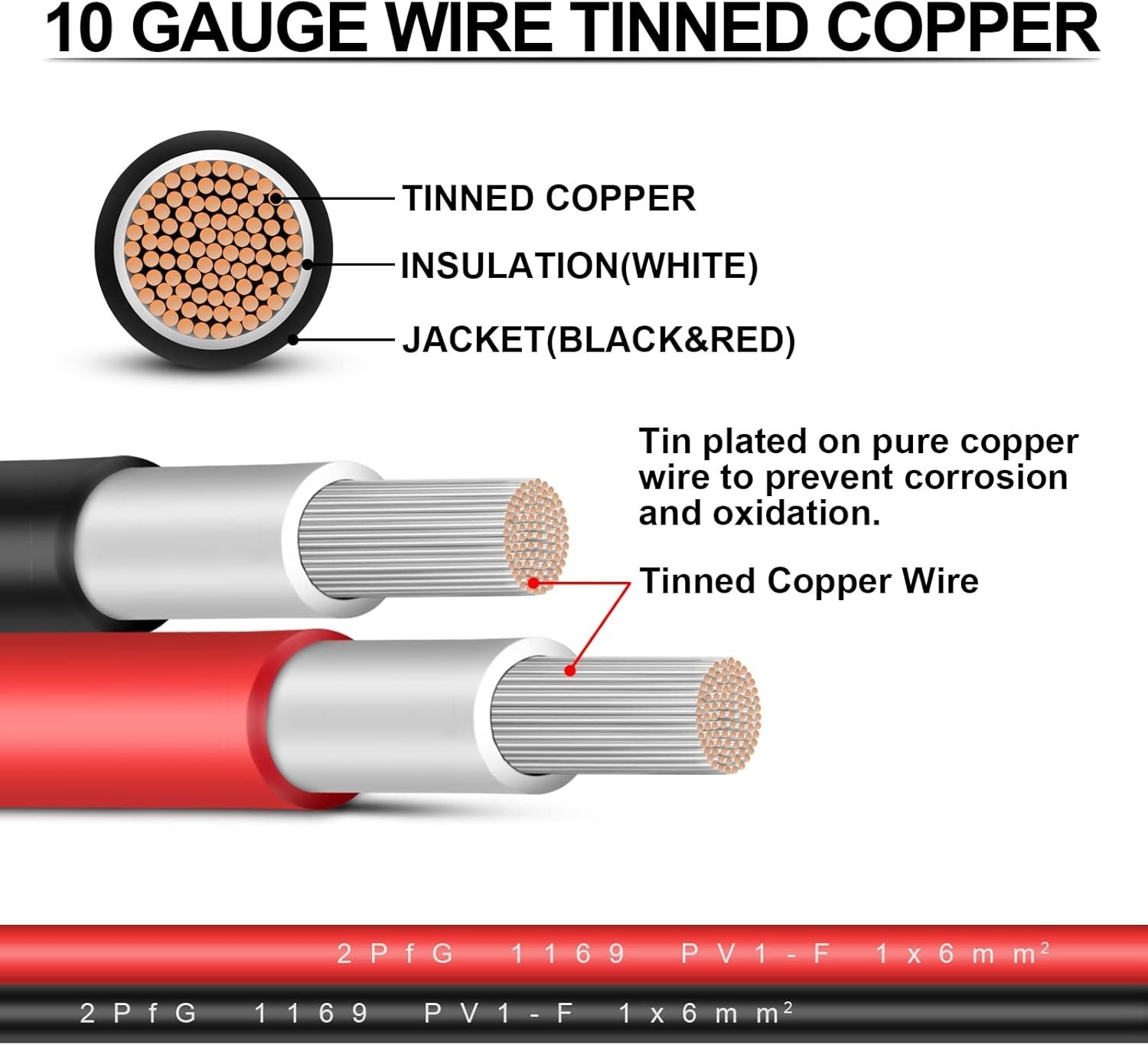 10AWG Solar Extension Cable – 10FT Weatherproof and Corrosion Resistant Design