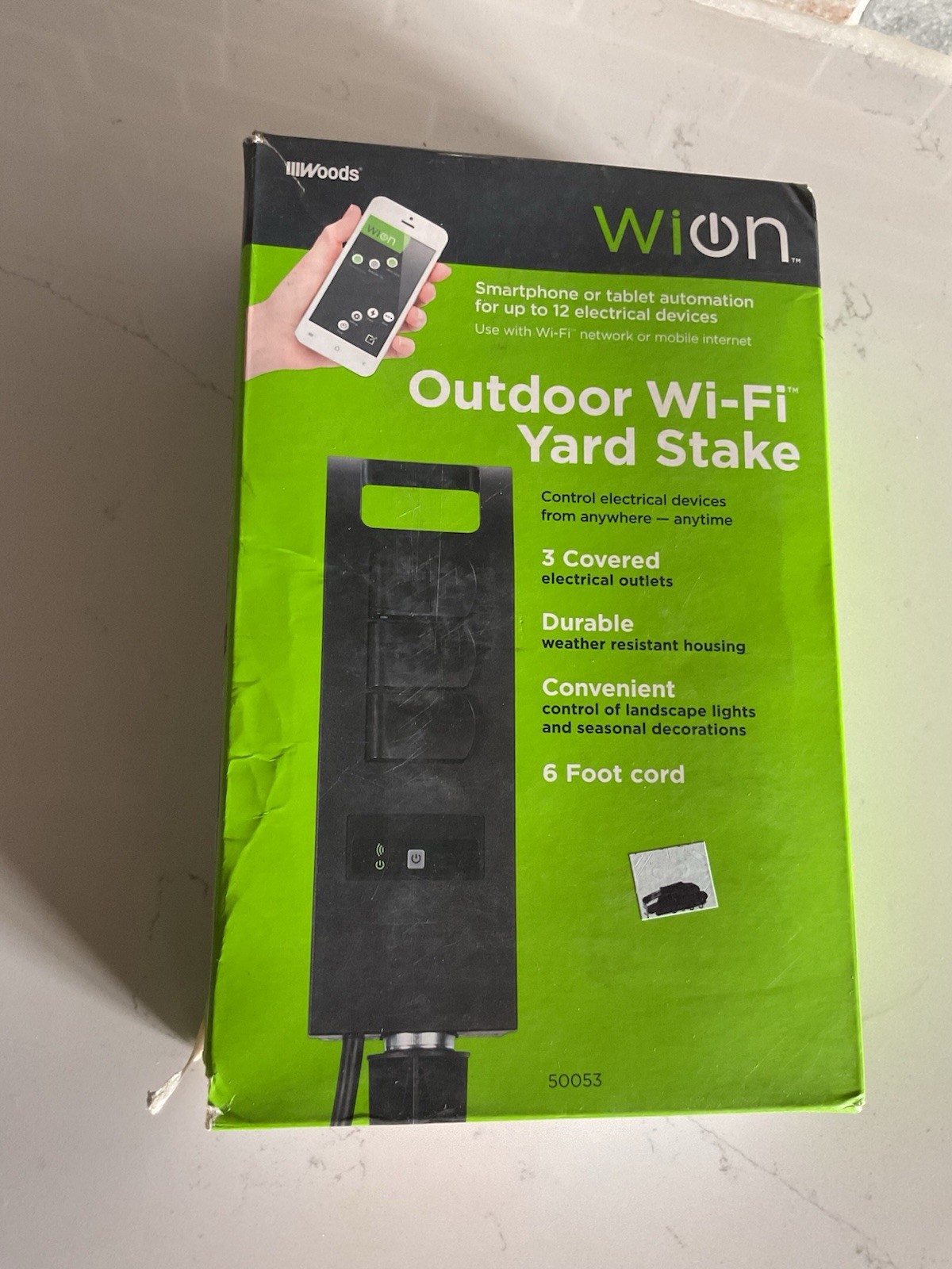 Woods WiOn Outdoor Wi-Fi 3-Outlet Plug-In Yard Stake (50053)