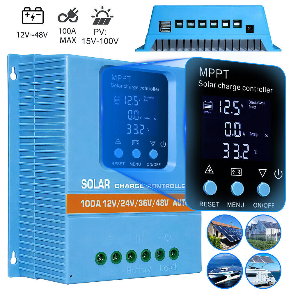 4800W MPPT Solar Charge Controller 100A/12V 24V 36V 48V USB Battery Regulator.