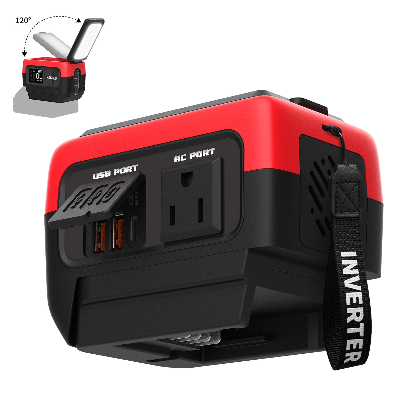 240W AC 120V Outlet USB-C Pure Sine Wave Inverter for Milwaukee 18V Battery