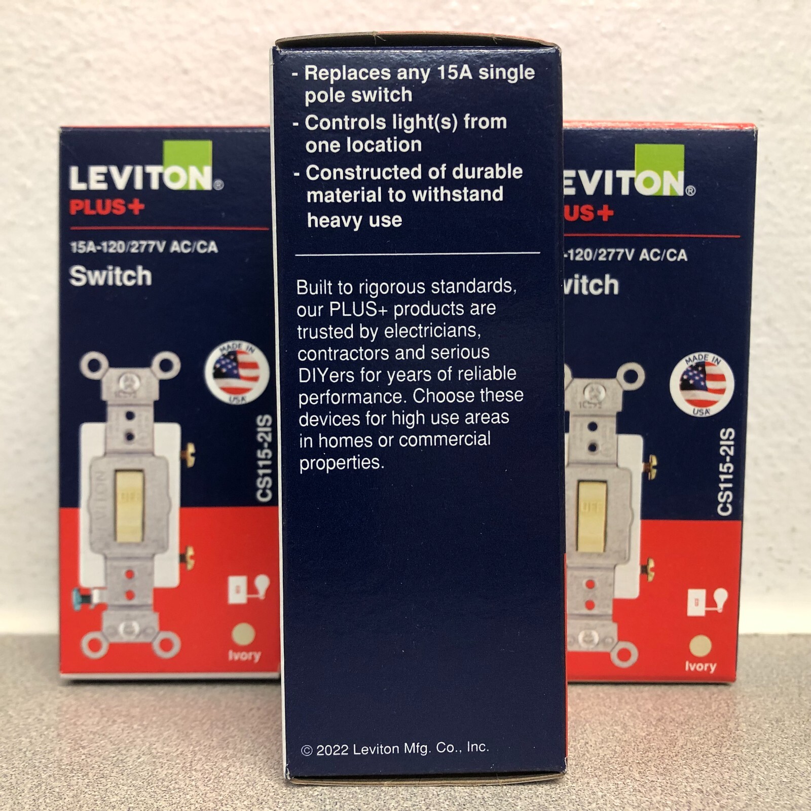 Leviton CS115-2IS 15 amps Commercial Single Pole Toggle AC Switch Ivory 4 pack