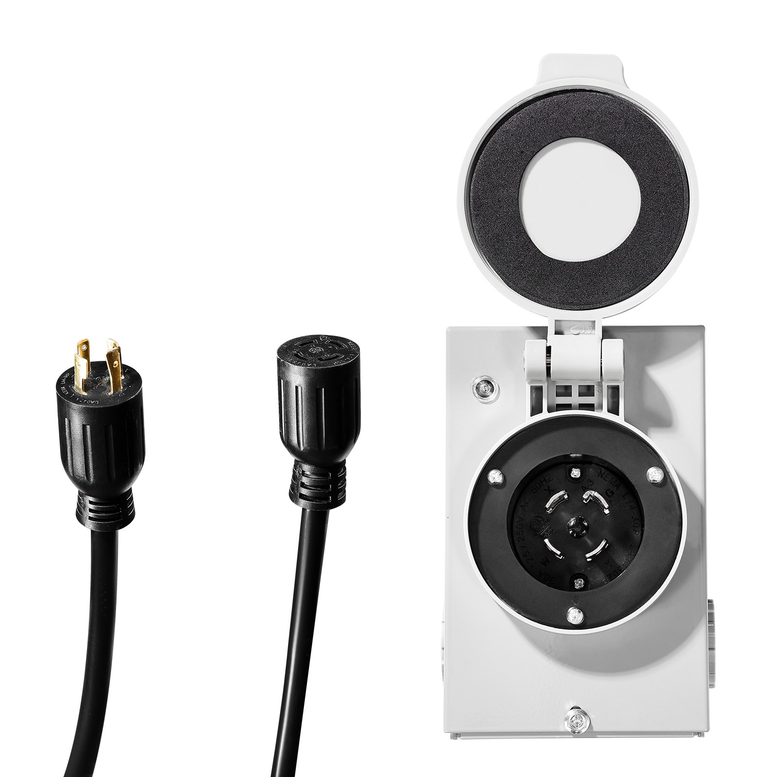 VEVOR 30 Amp Generator Cord and Power Inlet Box 40 FT NEMA L14-30P/L14-30R STW