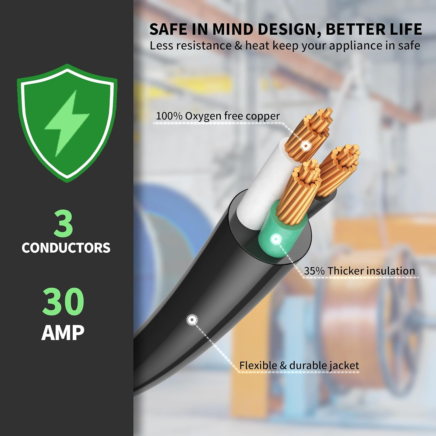 50 Foot 30 Amp 10 Gauge 250V NEMA 6-50P to 6-50R 3 Prong Welder Extension Cord,