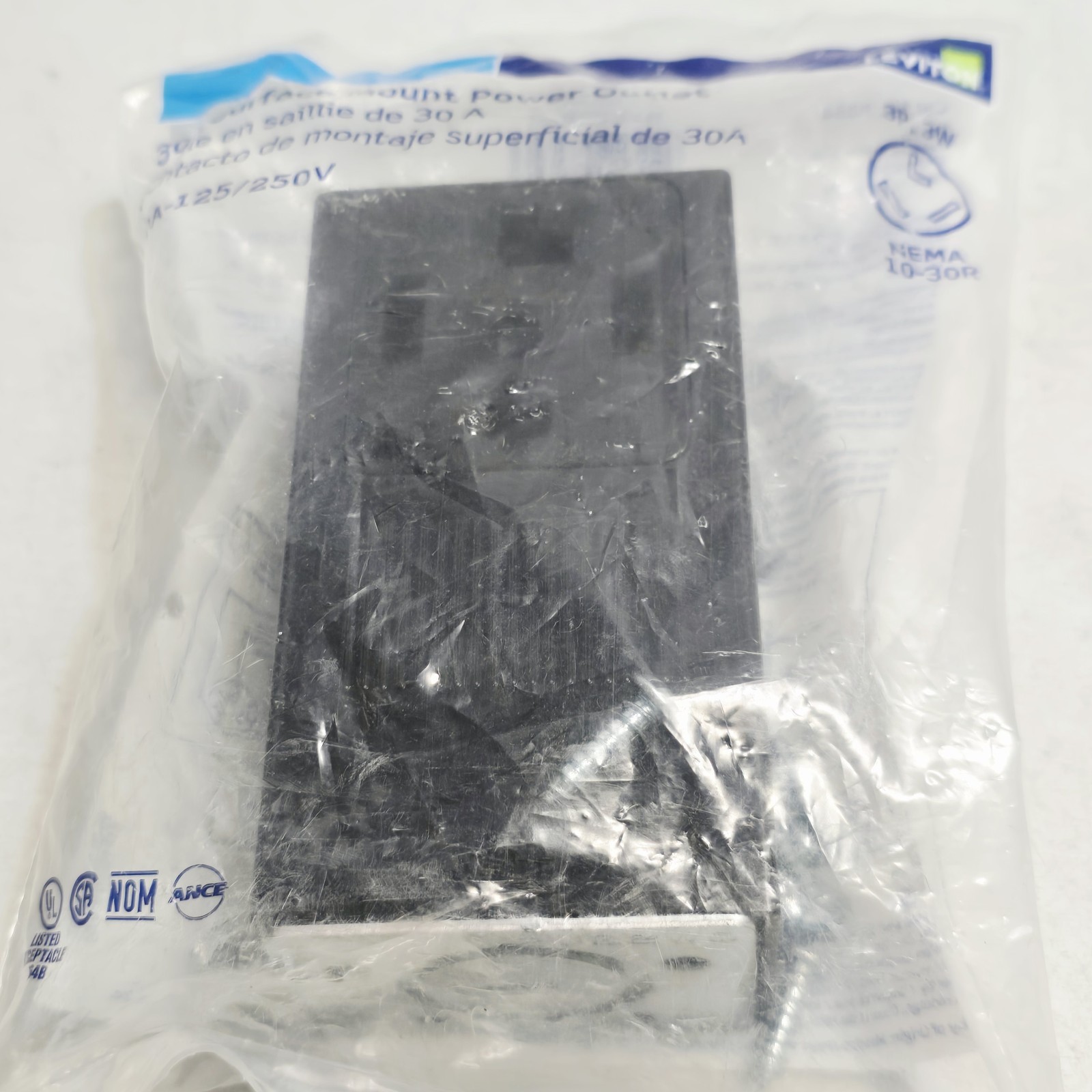 LEVITON 5054-P00 Surface Mount Power Outlet 125V-250V NEMA 10-30R 30