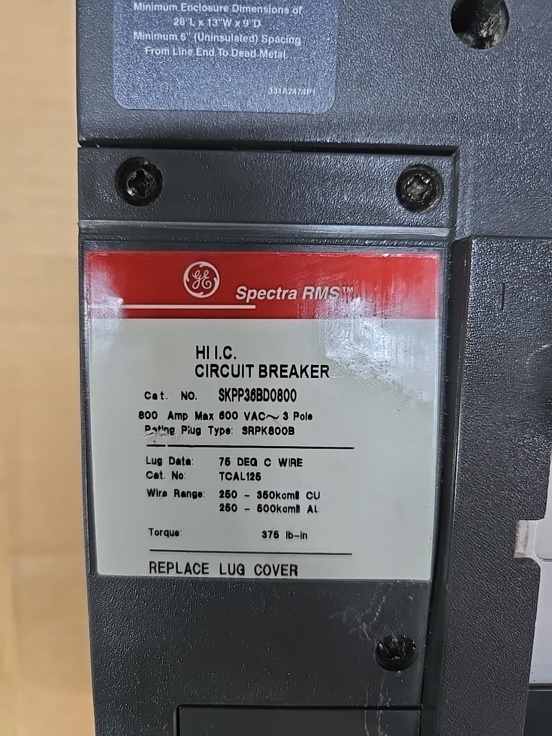 GE Spectra Series 800A 600VAC 3 Pole Breaker SKPP36BD0800 1YEAR WARRANTY