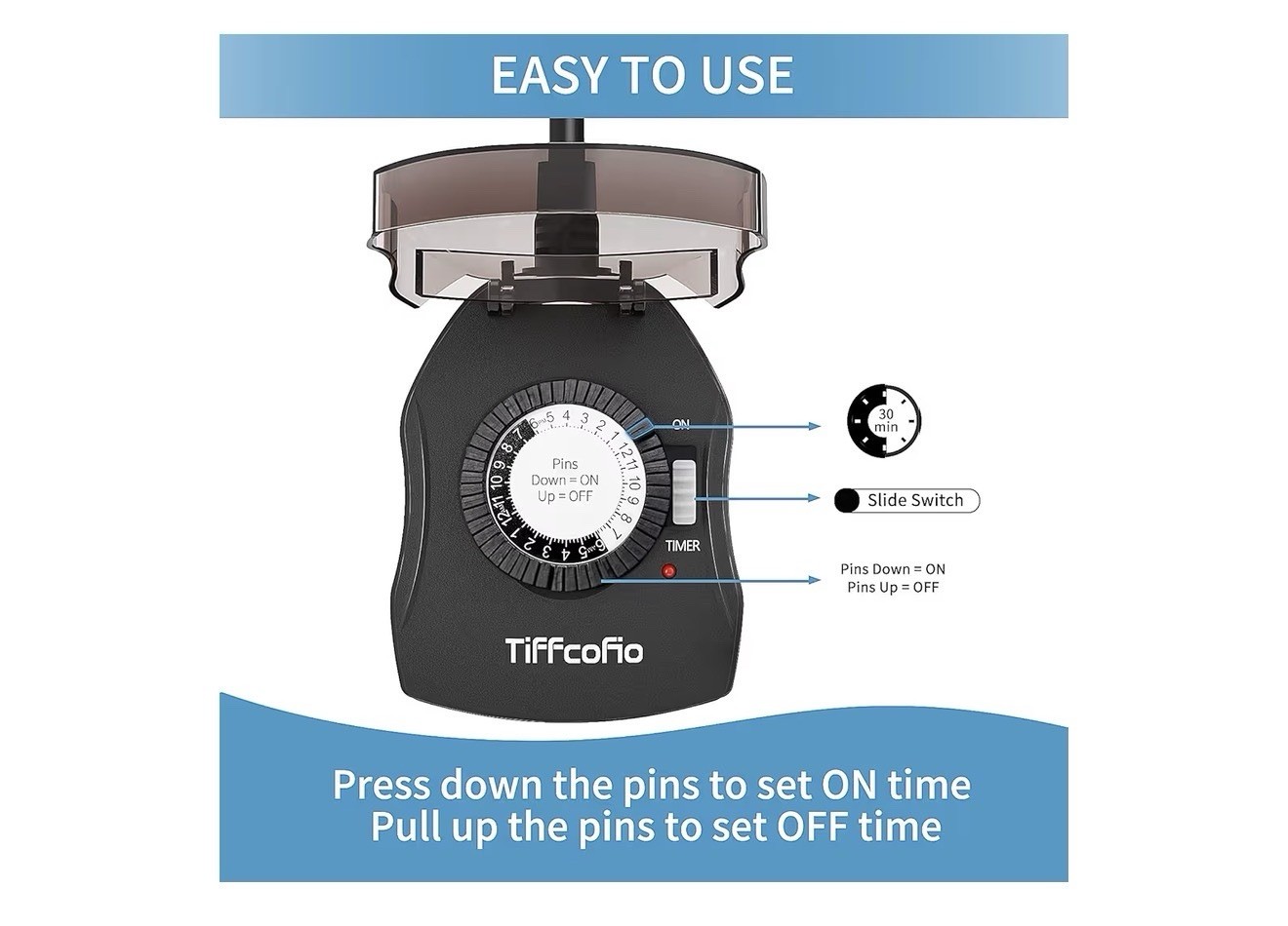 Outdoor Mechanical Timer Outlet 24H, Waterproof, Dual Outlets, 15A, 2-Pack