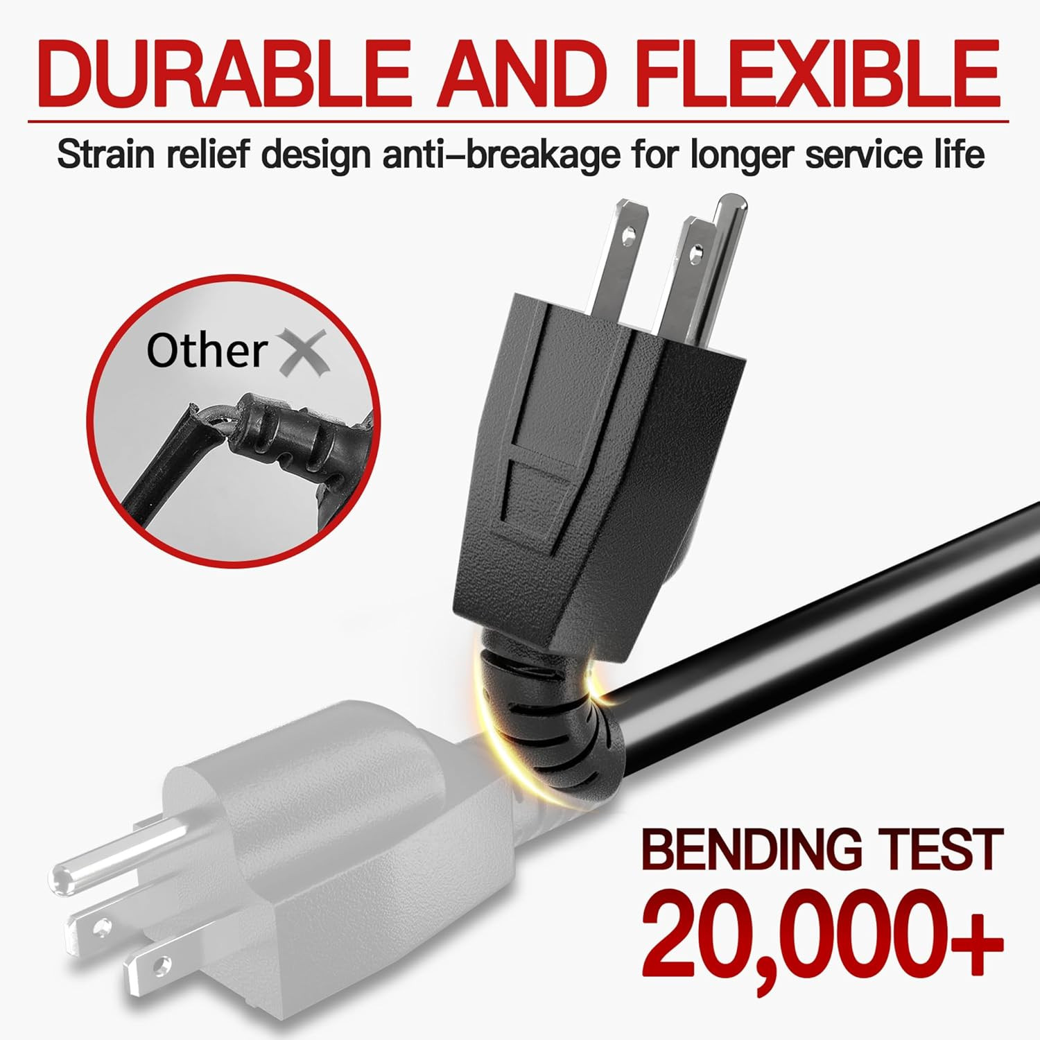 16/3 Short Extension Cord 4 FT, Black Extension Cord Flexible & Durable, Indoor