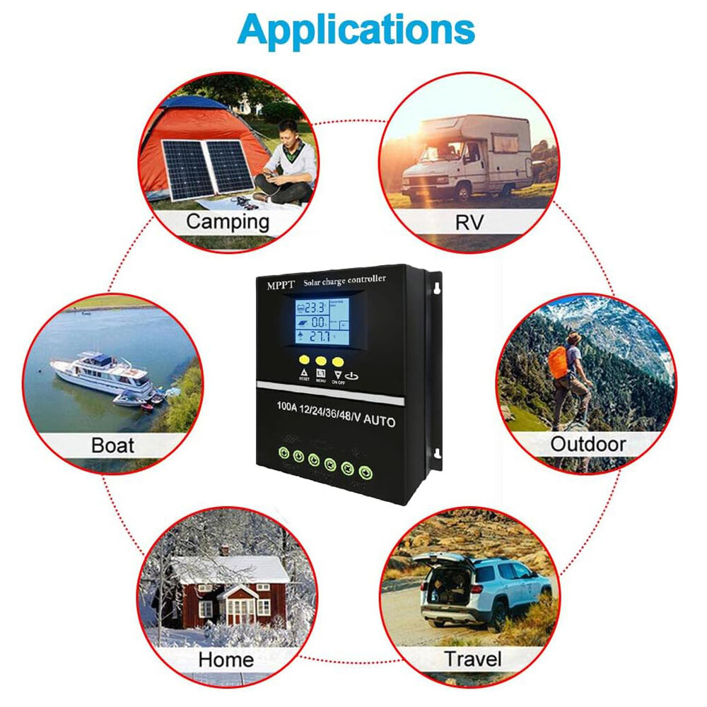 4000W 100A MPPT Solar Charge Controller USB 12V 24V 36V 48V PV Battery Regulator