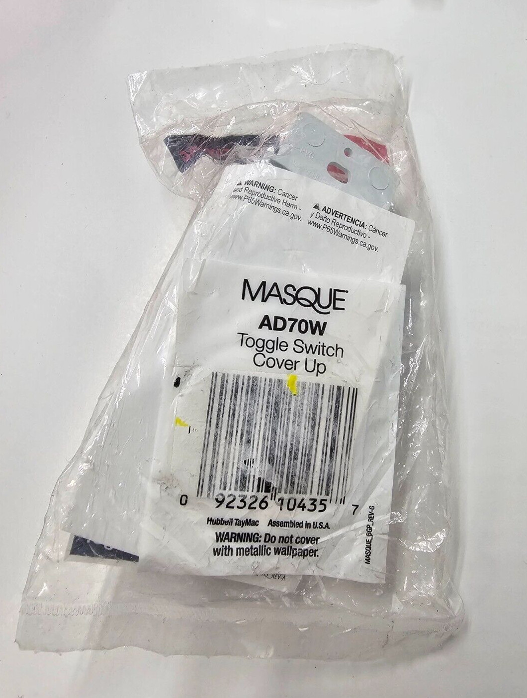 QTY 5 TayMac Masque AD70W Rectangle Toggle Wall Switch White Cover Up