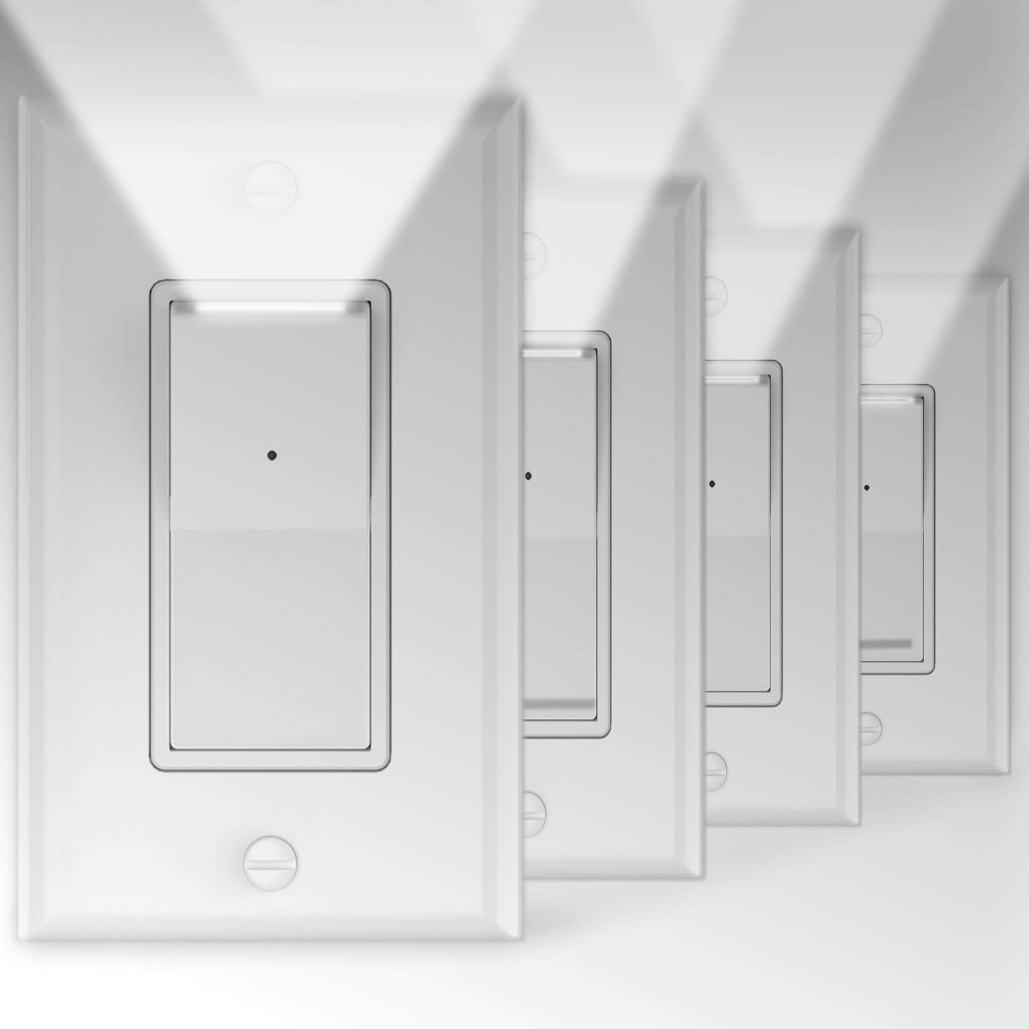 4 Pack Illuminated Light Switch, Lightswitch with LED 1.38W*4.13L, White