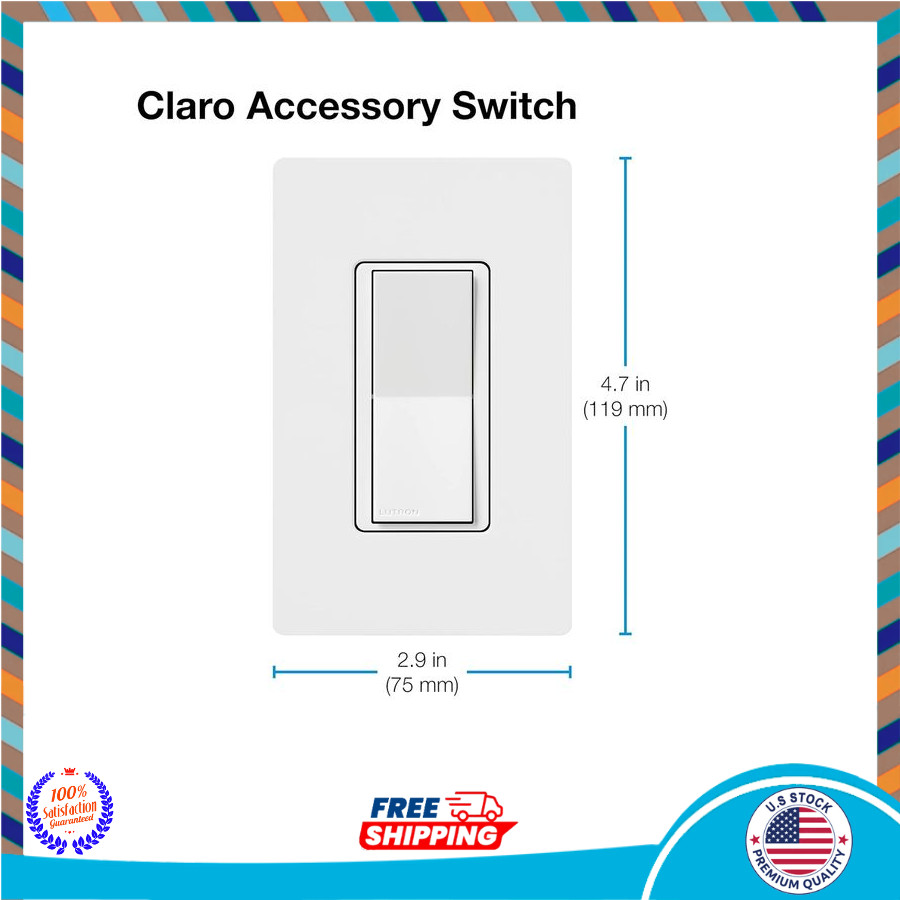 Lutron Caseta Claro Accessory Switch 3 Way for Diva Claro Smart White