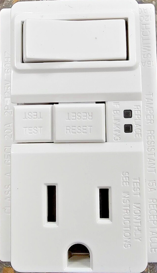 (BOX OF 6) EATON🔌 TRSGFS15W 15-Amp 125V GFCI Receptacle With Switch