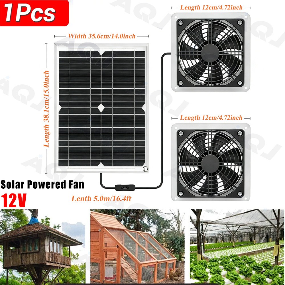 Solar Powered Fan Kit 30W Solar Panel Waterproof DC Exhaust Fan for Chicken Coop