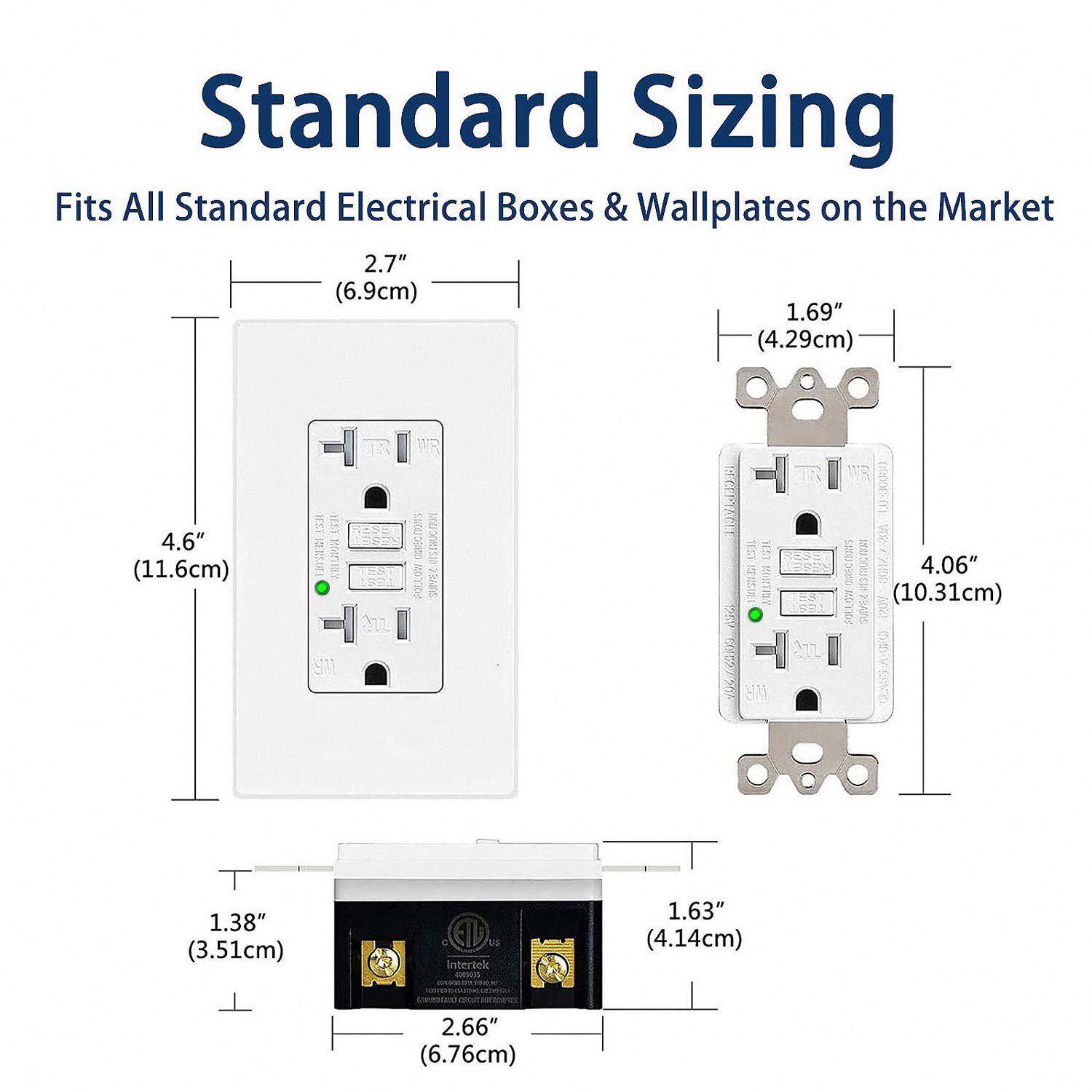 20 Amp Ground Fault Receptacle GFI GFCIOutlet Weather Resistant TR w/Plate 2Pack