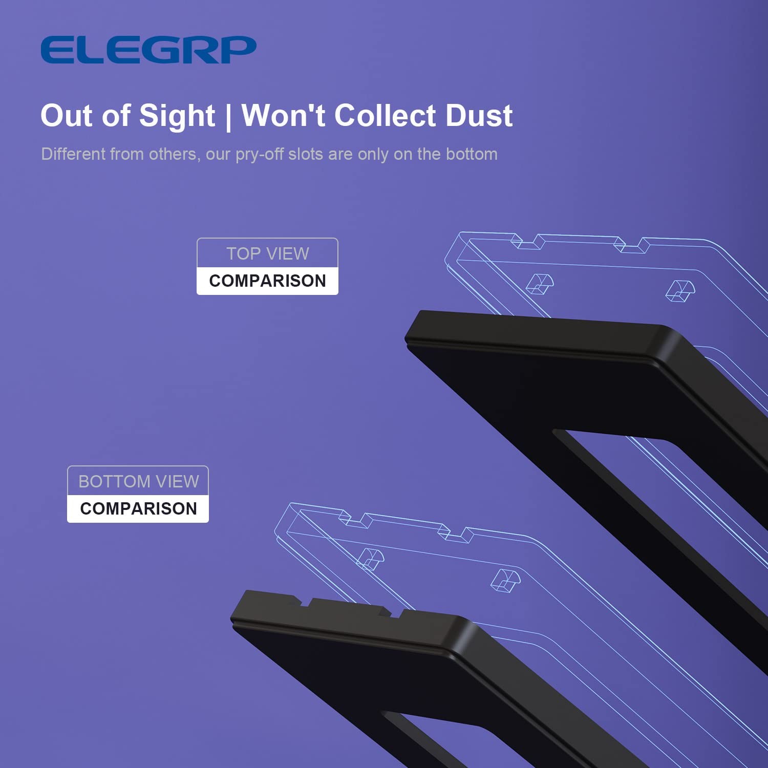 ELEGRP 2 Gang Screwless Decorative Wall Plates, Mid-Size Unbreakable Thermopl.