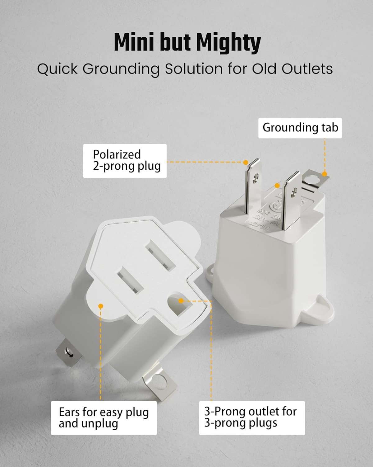 3 Prong to 2 Prong ETL Listed White Power Adapter 4 Pack Conversion Kit