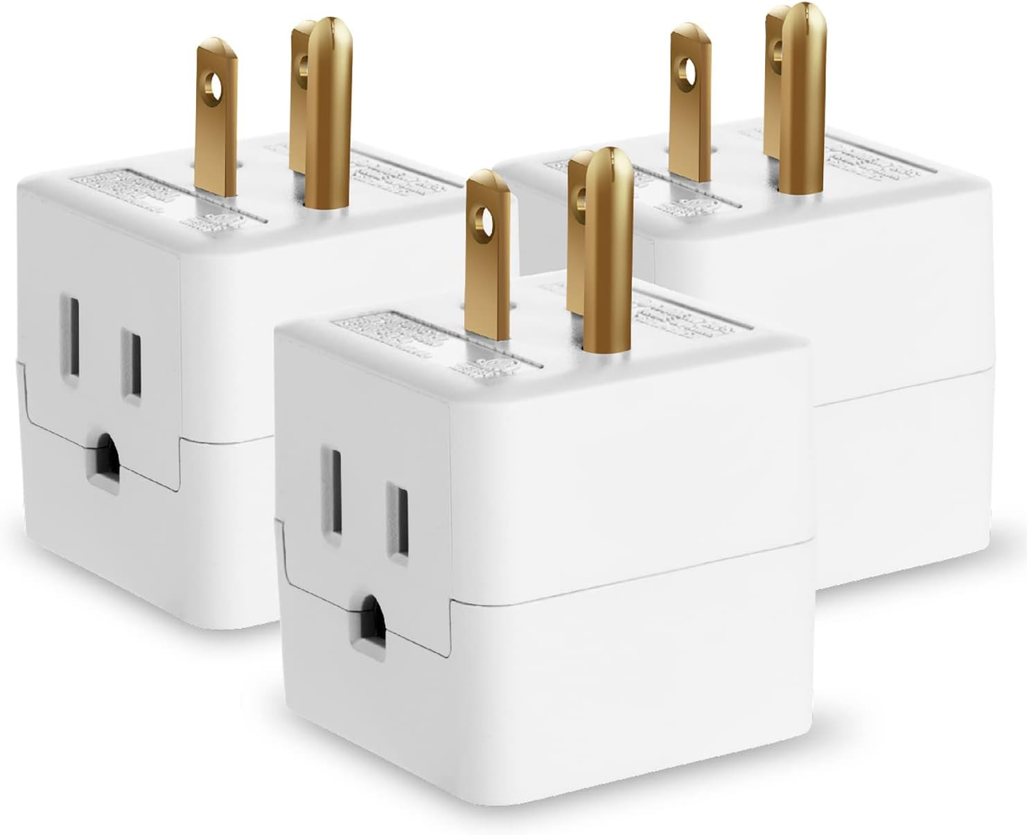 3 Outlet Wall Adapter Tap (3 Pack), 3-Prong Portable Travel Mini Plug Gr