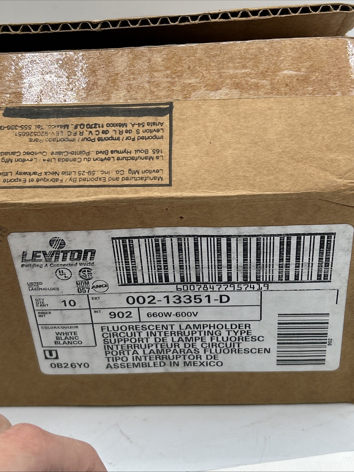 Lot Of 10 Leviton 13351-D Fluorescent Lampholder Light Socket 30 Days Warranty