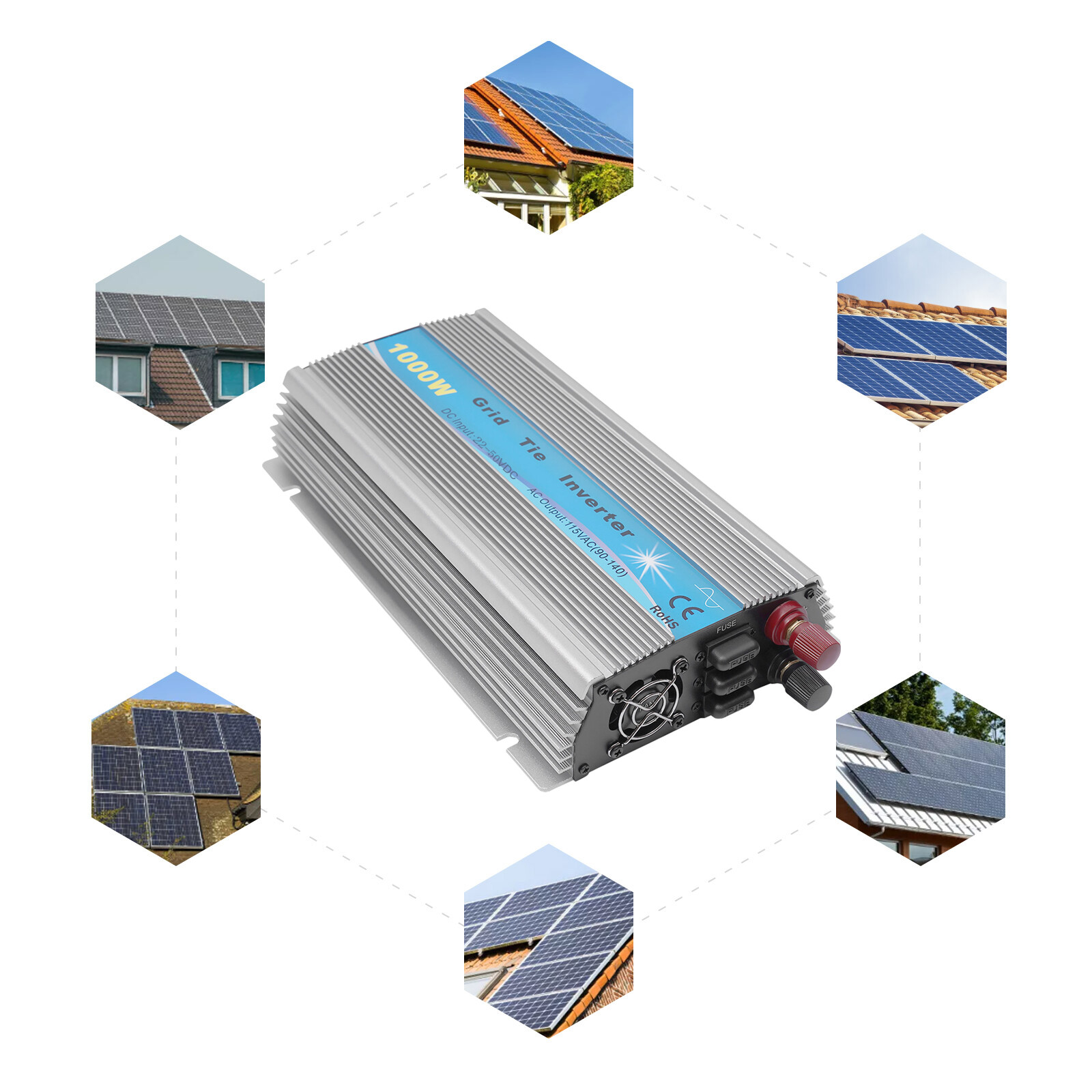 1000W Solar Grid Tie Inverter Dc22-50v?to Ac90v/140v Pure Sine Wave Inverter US~
