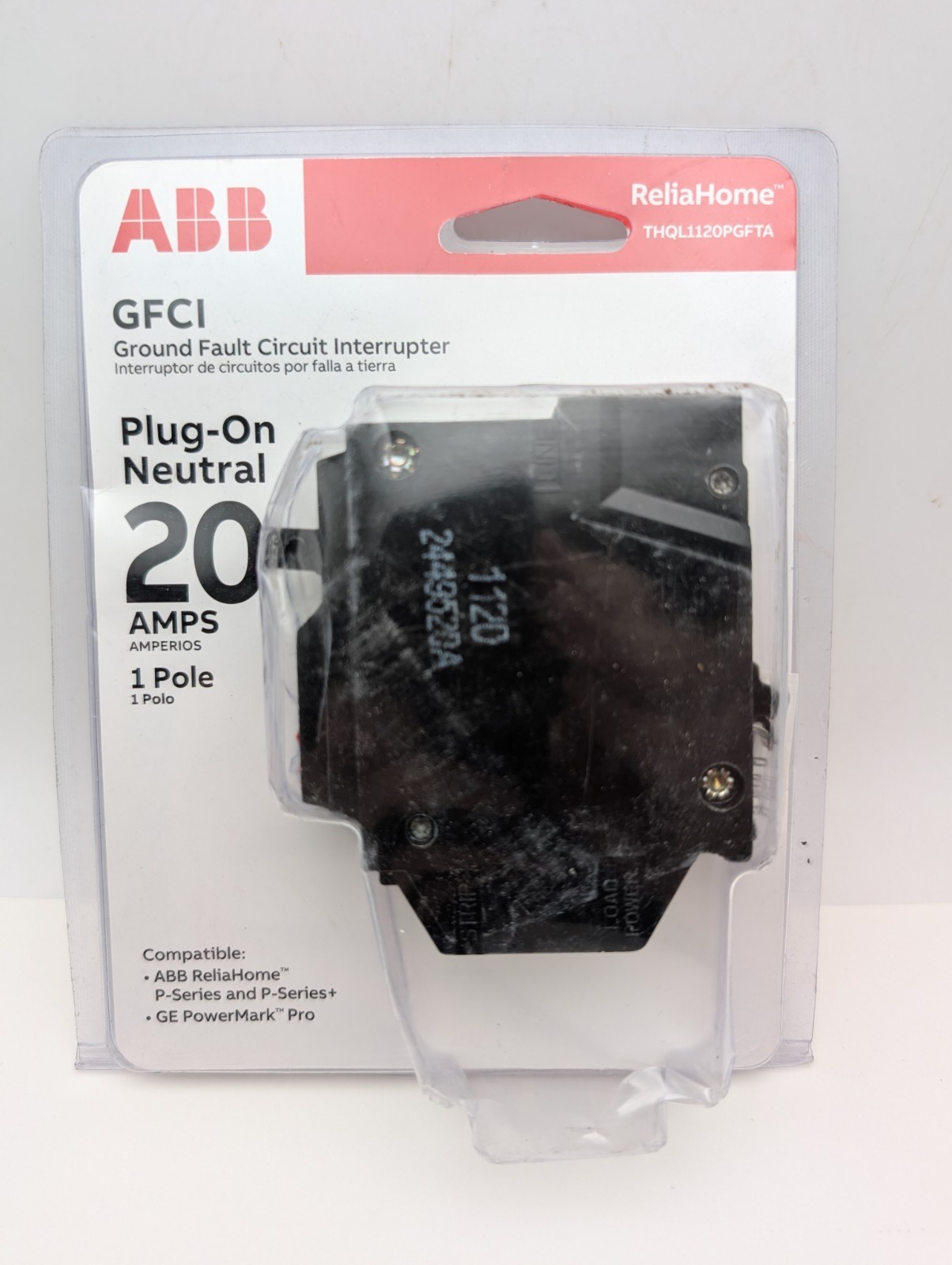 ABB THQL1120PGFTA CIRCUIT BREAKER GFCI 20 AMP 120V 1-POLE (Sealed, PKG Wear)