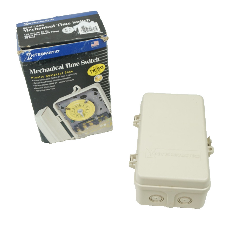 Intermatic Mechanical Time Switch Model T101P3 120V AC 60HZ SPST 40A