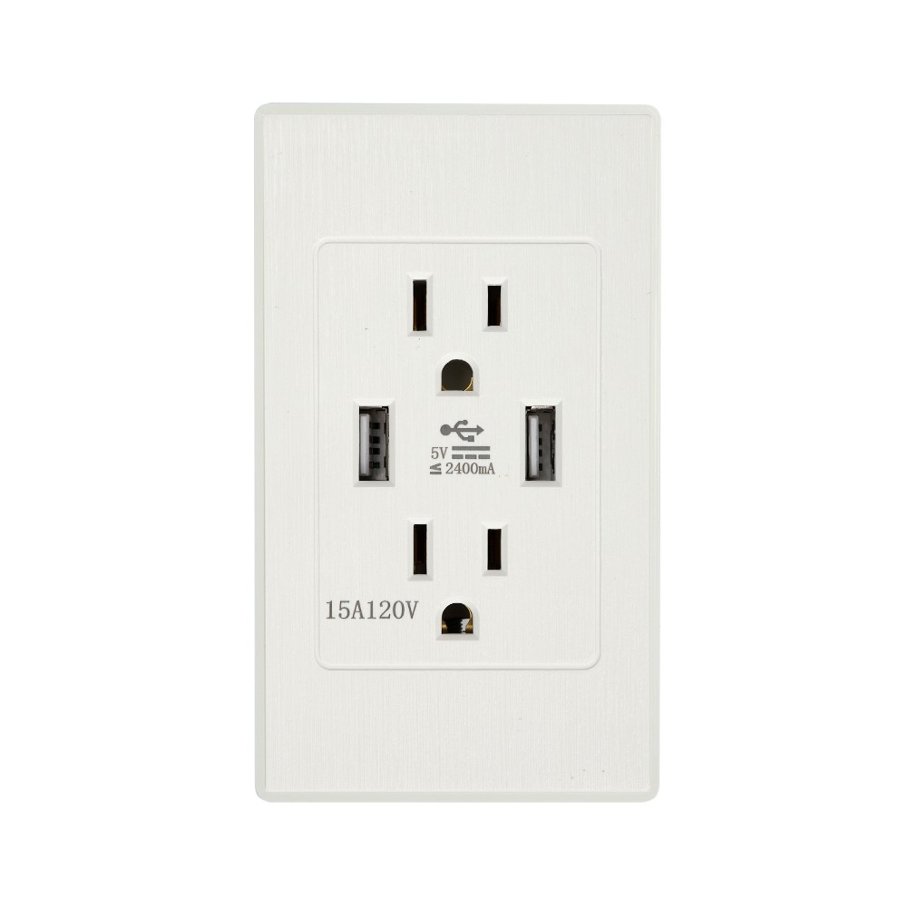 Lot Dual USB Port Wall Socket Charger AC Power Receptacle Outlet Plate Panel 15A