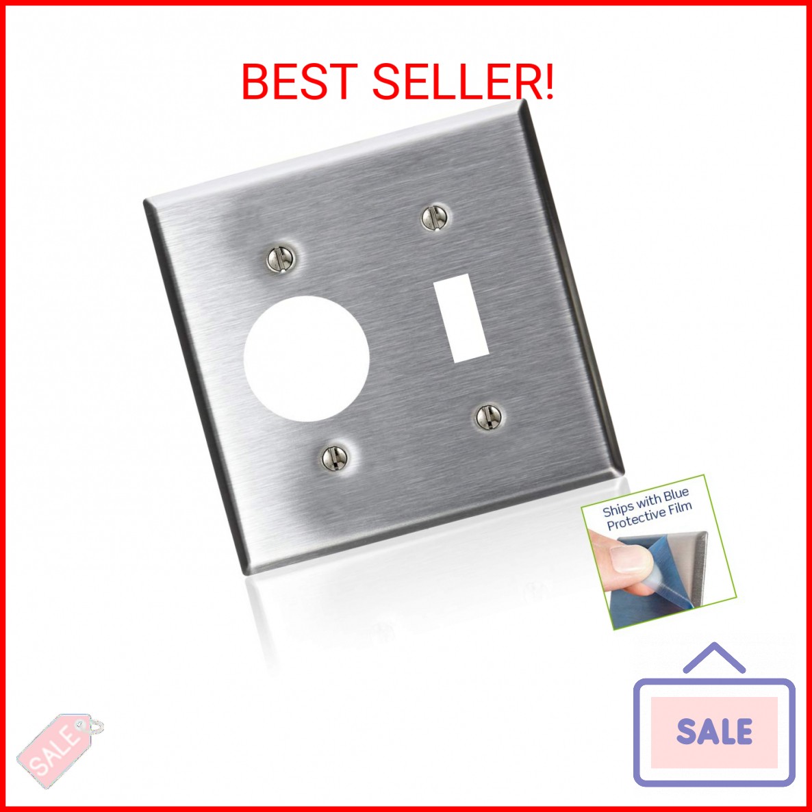 Leviton 2-Gang 1-Toggle 1-Single 1.406-Inch Diameter, Device Combination Wallpla