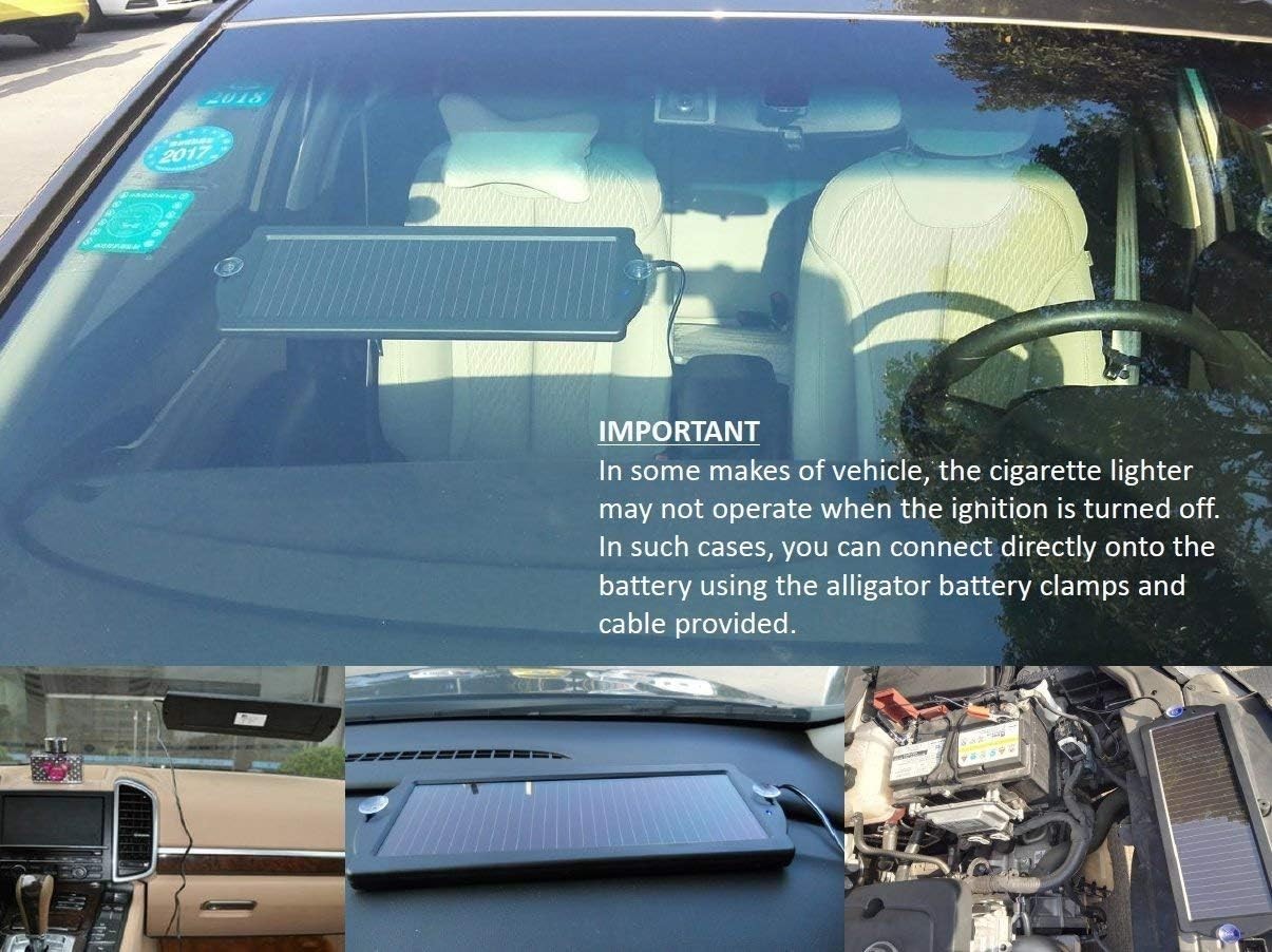 Car Battery Trickle Charger & Maintainer, 12V Solar Panel with Cigarette Plug