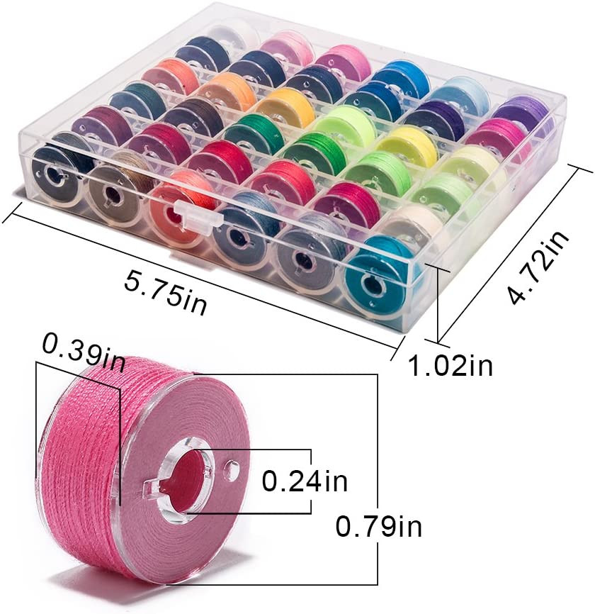 36Pcs PreWound Bobbins Set with Case for Sewing Machines Assorted Colors