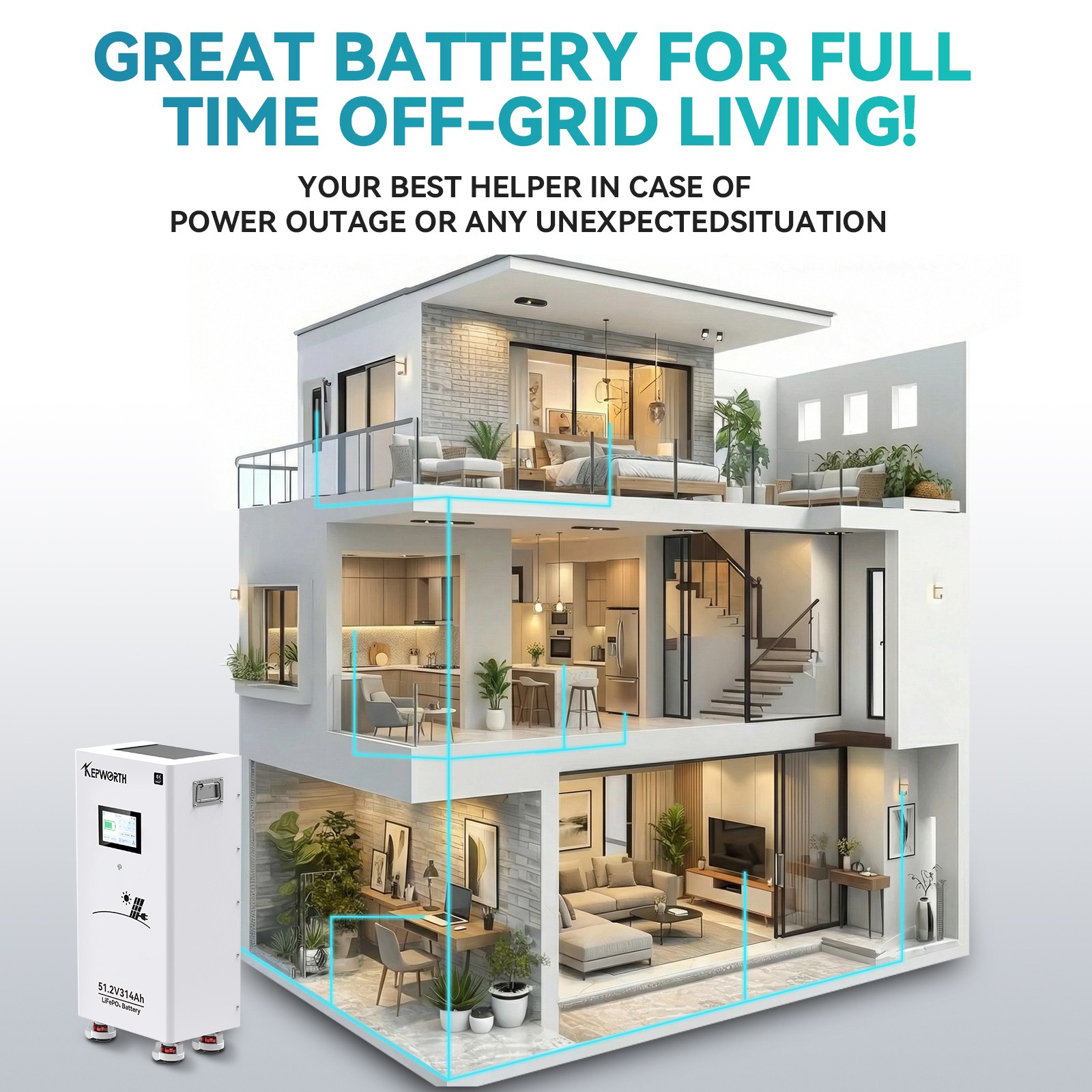 7X 48V 314Ah 16kWh Lithium Battery LiFePO4 Bluetooth 200A BMS RV Solar Off-grid