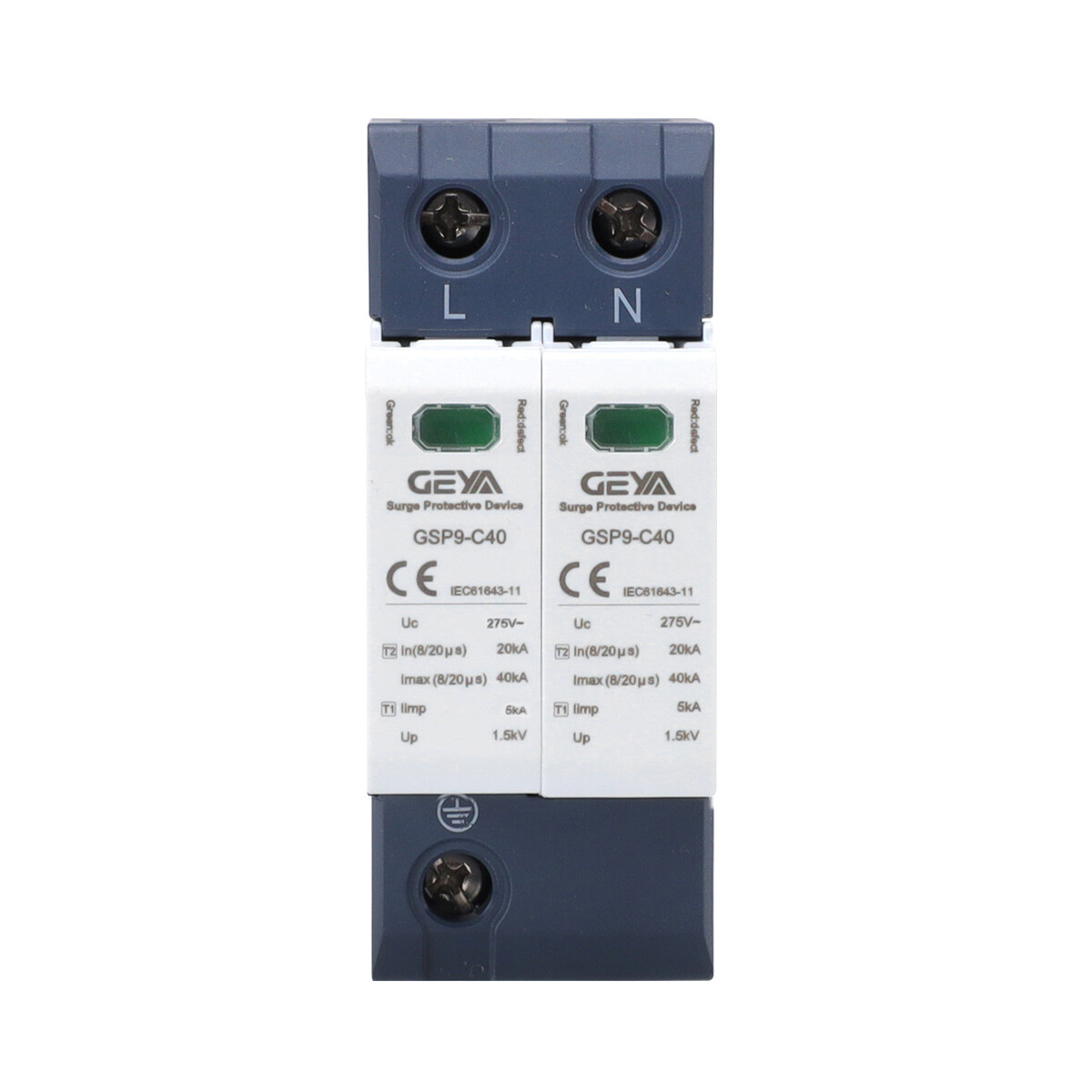GEYA SPD 2P AC275V Surge Protector Lightning Arrester Device 20-40kA Household