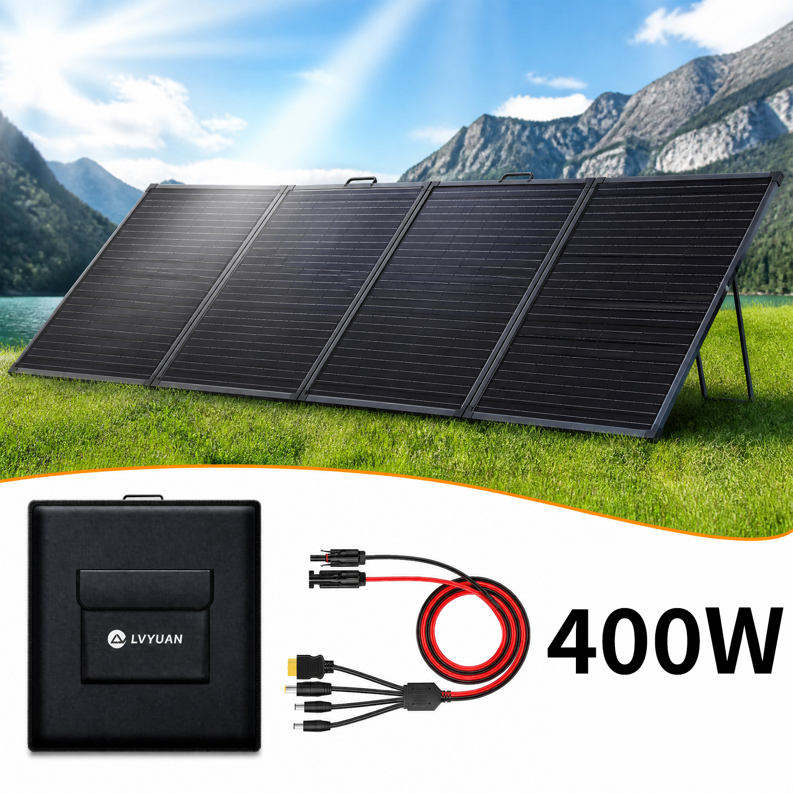 400W Portable Solar Panel High Efficiency Monocrystalline Charger for RV Camping